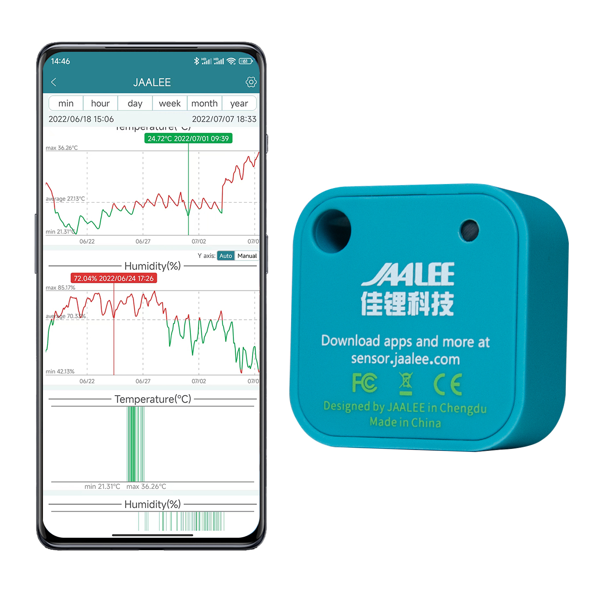 Digital Hygrometer Probe - Jaalee JHT درجة الحرارة/الرطوبة/نقطة الندى/VPD الاستشعار
